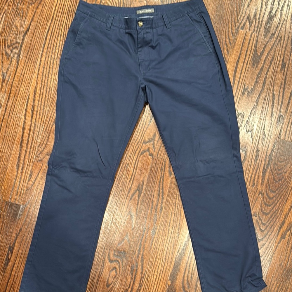 Slate & Stone Blue Chinos Flat Front Cotton Blend
